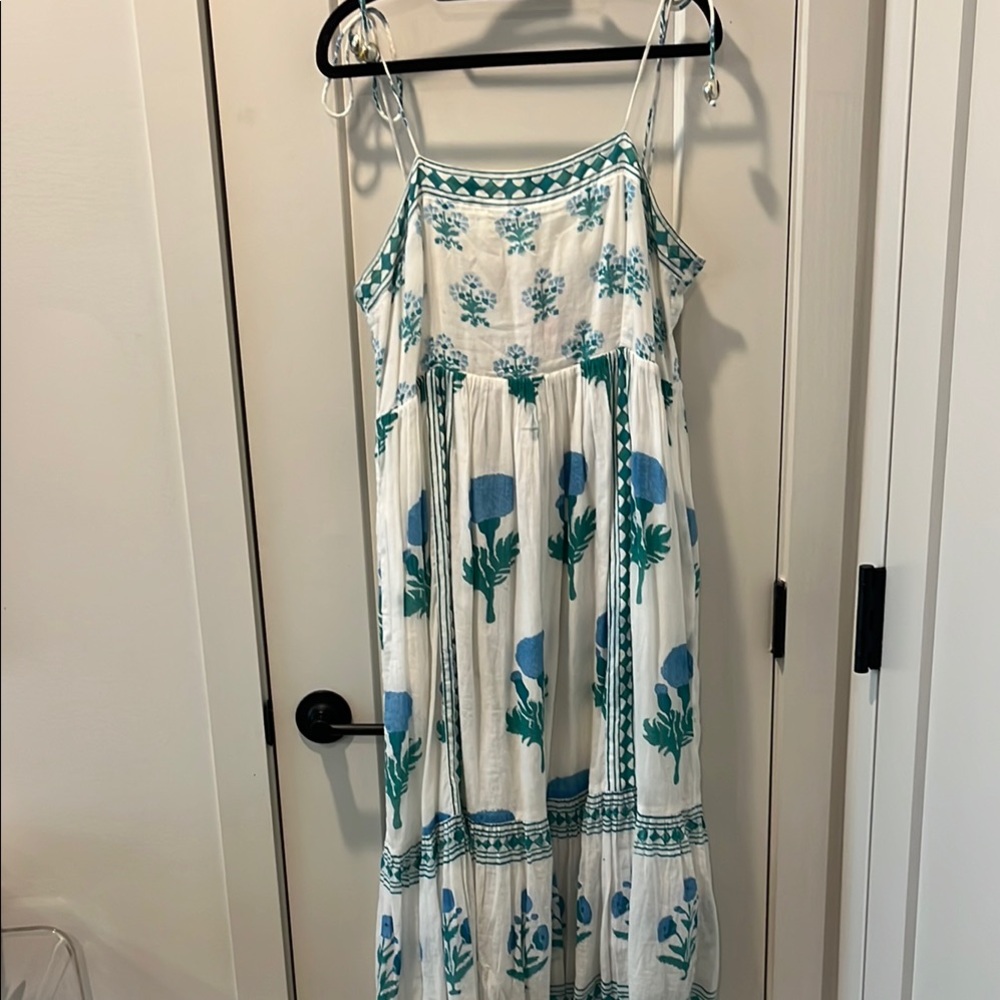 Oliphant Midi Floral Print Spaghetti Strap Dress L